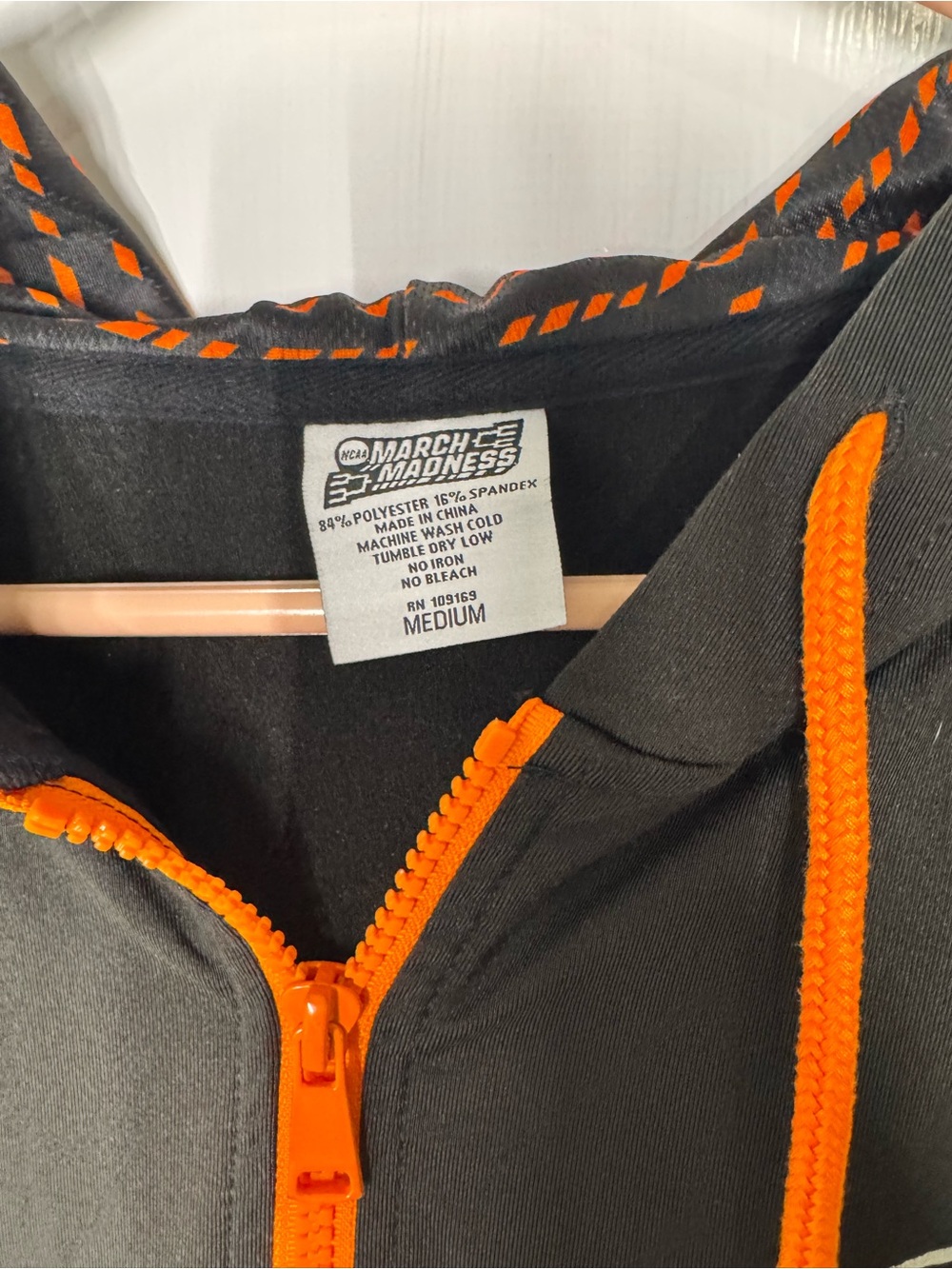 NCAA Black Hoodie with White Sleeves and Orange Accents - Picture 4 of 4